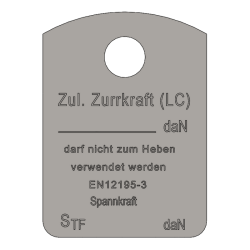 Kennzeichnungsanhänger (Zurrkraft-Plakette) für Zurrketten