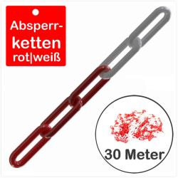 Absperrkette (Metall) | 5 x 35 x 20 mm | Farbe rot/weiss (Bundware 30 m)
